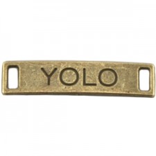 Metal charm / connector YOLO Antique bronze